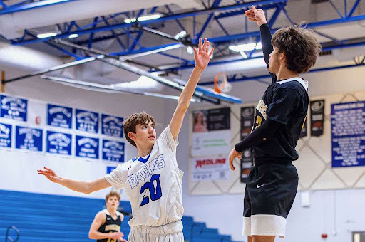 Padraic Waller ('26), defends a shot. 
