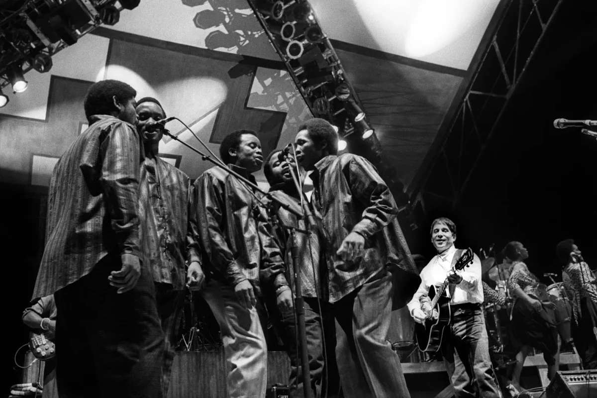 On tour, it became apparent the real stars of Paul Simon's late '80s revival were the African Musicians. Photo taken by Rob Verhorst.
